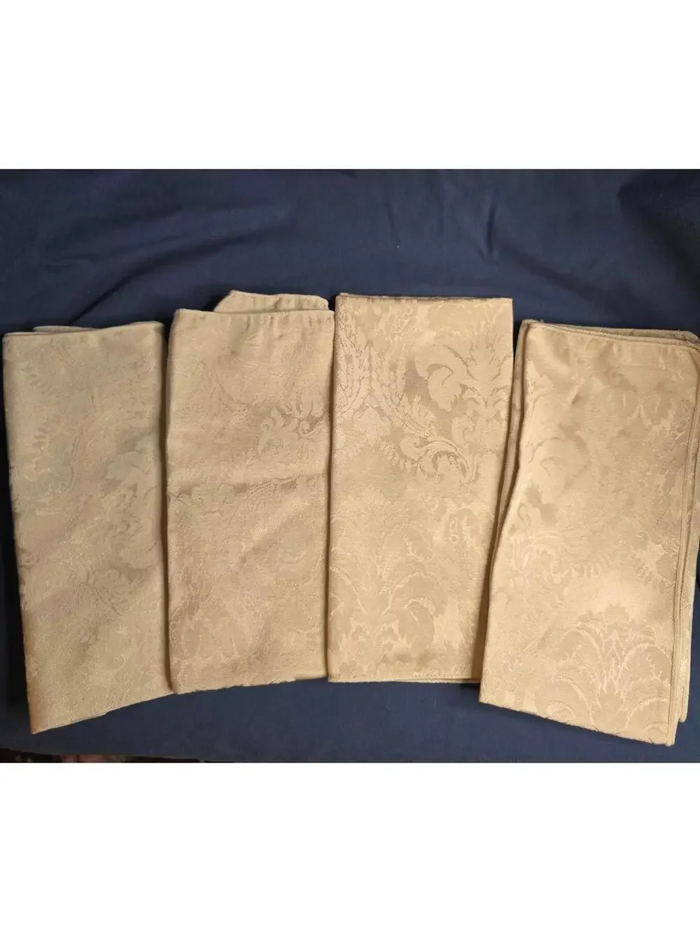 Elegant Cream Damask Placemats and Napkin Set for 4